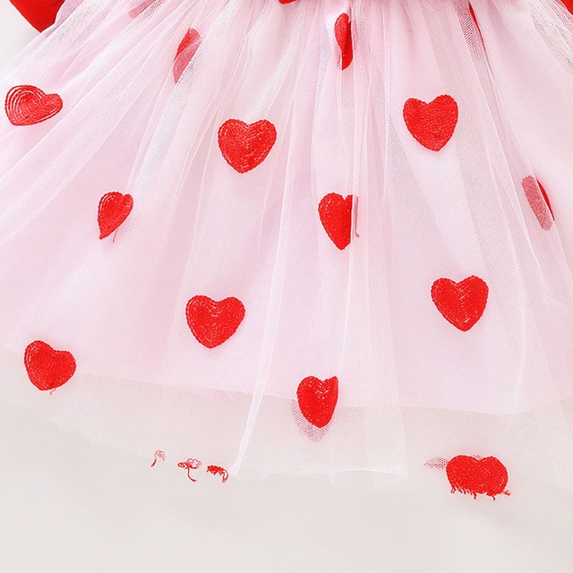 Długa sukienka balowa dla dziewczynek w kształcie serca z rękawami - Wianko - 10