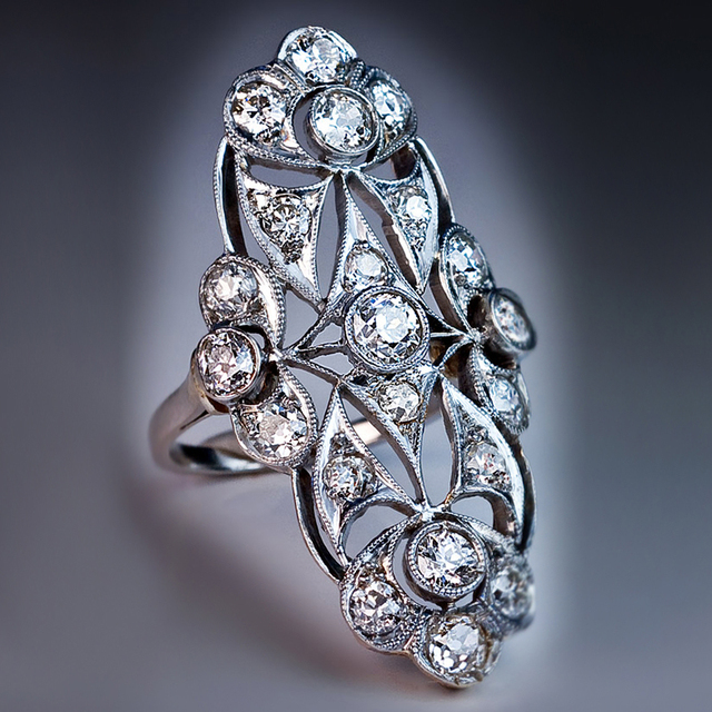 Luksusowy pierścionek z kryształem dla eleganckiej kobiety na wyjątkowe okazje ślubne - Wianko - 3