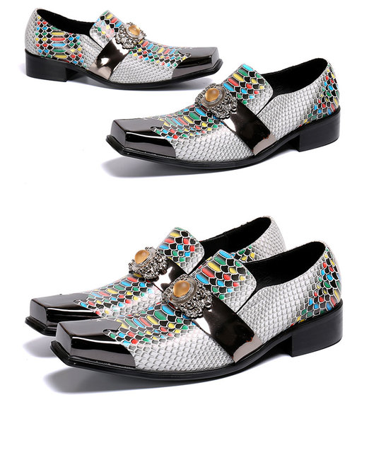 Wioskie męskie skórzane buty biznes z metalową kwadratową głową - Wianko - 11
