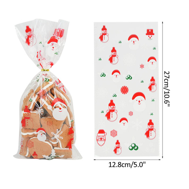 50 sztuk plastikowych torebek na ciasteczka, świąteczne, do pakowania w celofan - prezenty na Boże Narodzenie, zabawy, cukierki - Noel Navidad Party - Wianko - 5