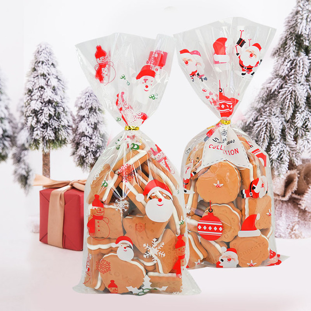 50 sztuk plastikowych torebek na ciasteczka, świąteczne, do pakowania w celofan - prezenty na Boże Narodzenie, zabawy, cukierki - Noel Navidad Party - Wianko - 9