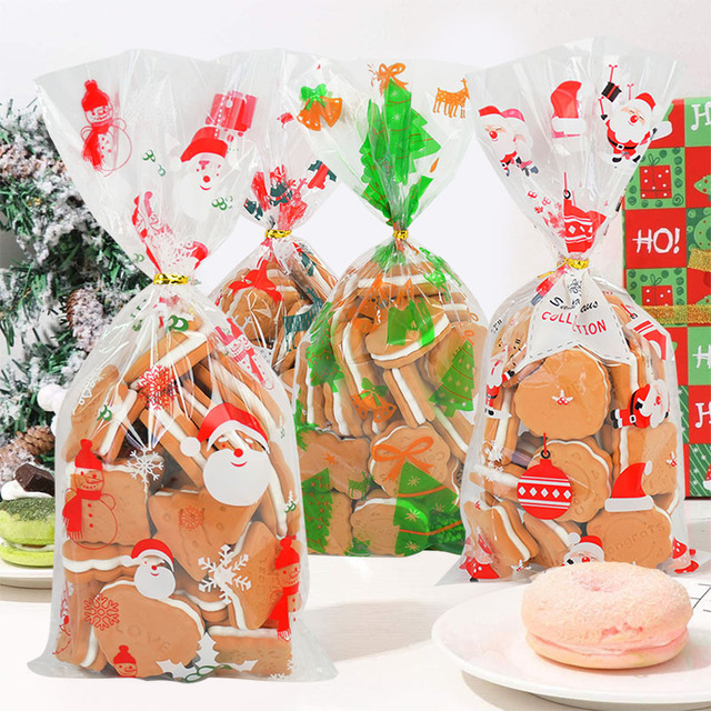 50 sztuk plastikowych torebek na ciasteczka, świąteczne, do pakowania w celofan - prezenty na Boże Narodzenie, zabawy, cukierki - Noel Navidad Party - Wianko - 8