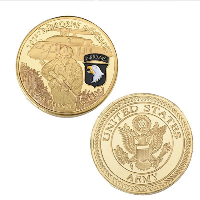 Moneta pamiątkowa US Army 101st Airborne Screaming Eagles z motywem złotym - kolekcjonerska pamiątka wojskowa - Wianko - 2