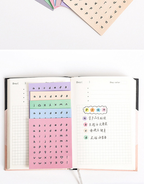 Terminarz planer DIY Scrapbooking Kawaii z estetycznymi naklejkami - angielska litera, do scrapbookingu dla studentki - Wianko - 27