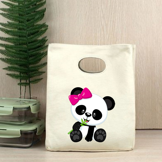 Przenośny pokrowiec termiczny na Lunch z nadrukiem pandy - śliczna torebka Bento dla kobiet, dzieci, idealna na piknik - Wianko - 27