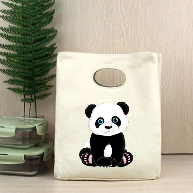 Przenośny pokrowiec termiczny na Lunch z nadrukiem pandy - śliczna torebka Bento dla kobiet, dzieci, idealna na piknik - Wianko - 28