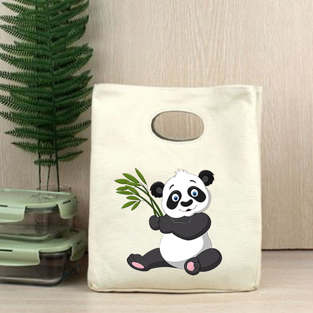 Przenośny pokrowiec termiczny na Lunch z nadrukiem pandy - śliczna torebka Bento dla kobiet, dzieci, idealna na piknik - Wianko - 26
