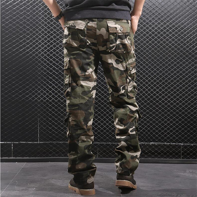 Męskie spodnie myśliwskie kamuflażowe, outdoor, wojskowe, cargo, bawełniane, trekkingowe, robocze, bojówki, Multicam czarne - Wianko - 23