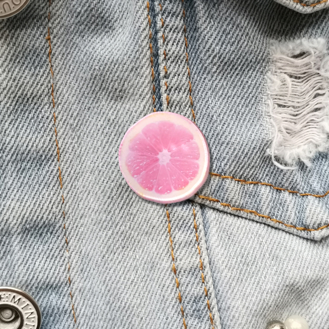 Broszka akrylowa w kształcie cytryny w vintage biżuterii - różowa - Wianko - 21