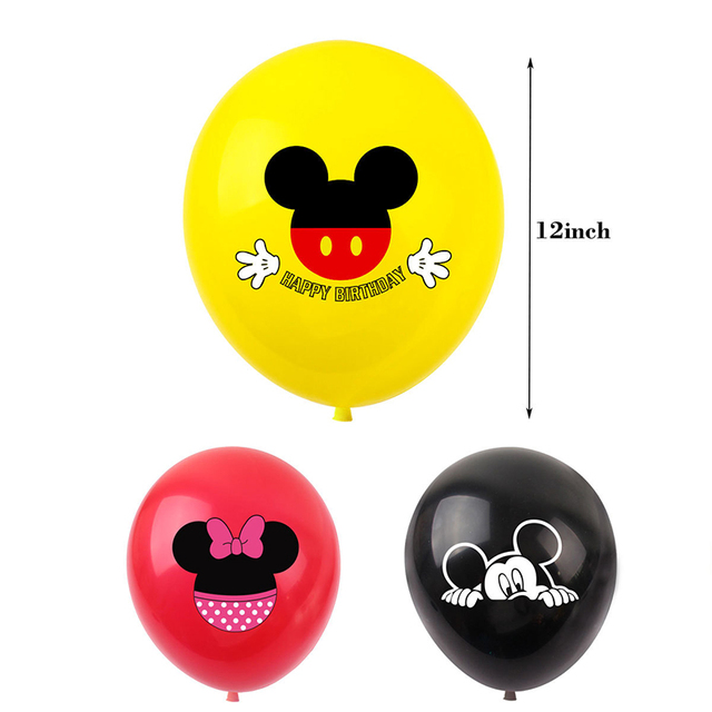 Balony jednorazowe Mickey Mouse do dekoracji urodzinowych dla dzieci – czerwone talerze, serwetki i ozdoby na wierzch tortu - Wianko - 6