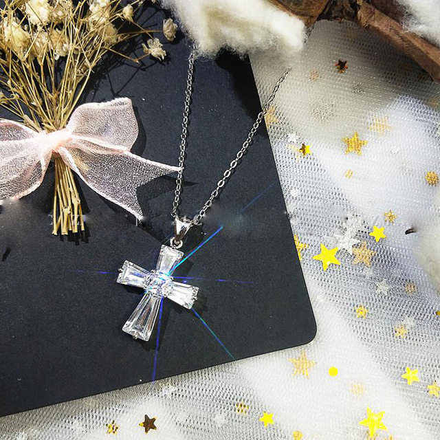 Wisiorek krzyż kształt z cyrkoniami - wspaniała biżuteria dla kobiet - Wianko - 3