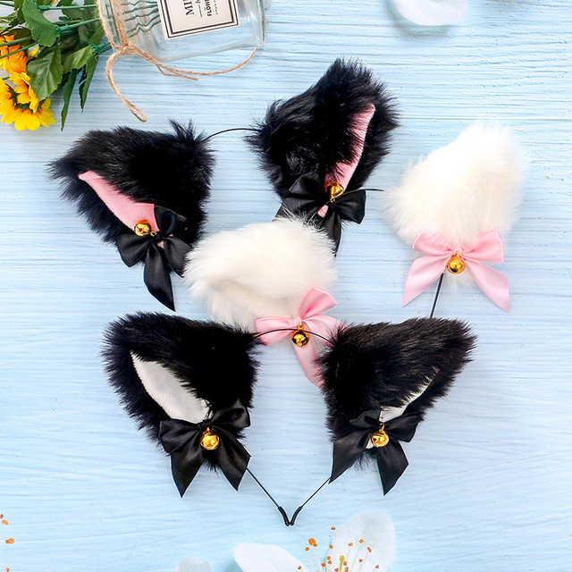 Halloweenowe kotki uszy Cosplay z pięknymi muszkami i dzwonkami - dekoracje na głowę na imprezy w stylu kotów na Halloween 2021 - nowość - Wianko - 3