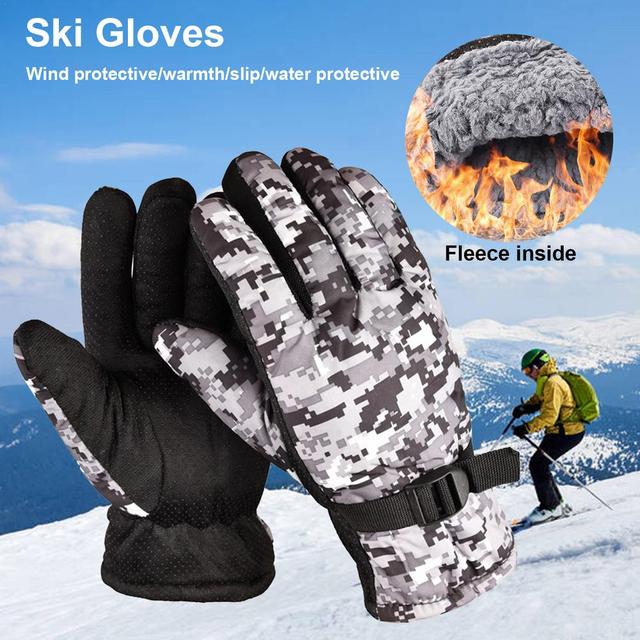 Zimowe rękawiczki narciarskie unisex z pełnymi palcami wodoodporne i ogrzewające, wykonane z bawełny, z wewnętrzną polarową warstwą oraz dłoniami z silikonu - Wianko - 2