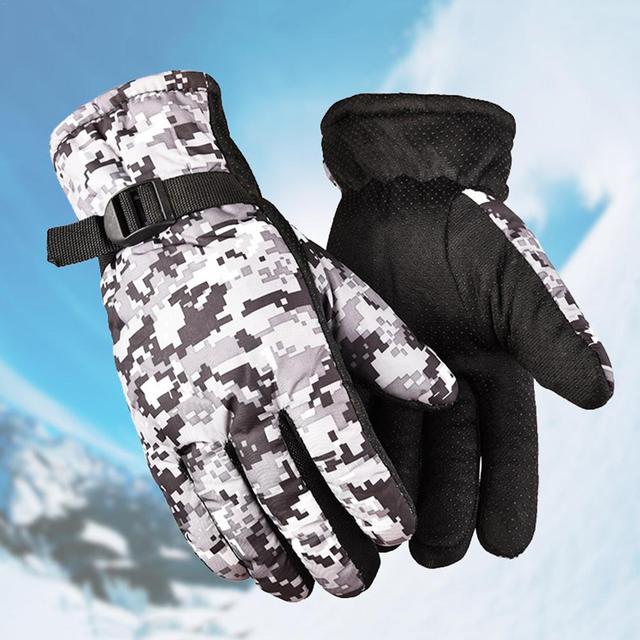Zimowe rękawiczki narciarskie unisex z pełnymi palcami wodoodporne i ogrzewające, wykonane z bawełny, z wewnętrzną polarową warstwą oraz dłoniami z silikonu - Wianko - 3