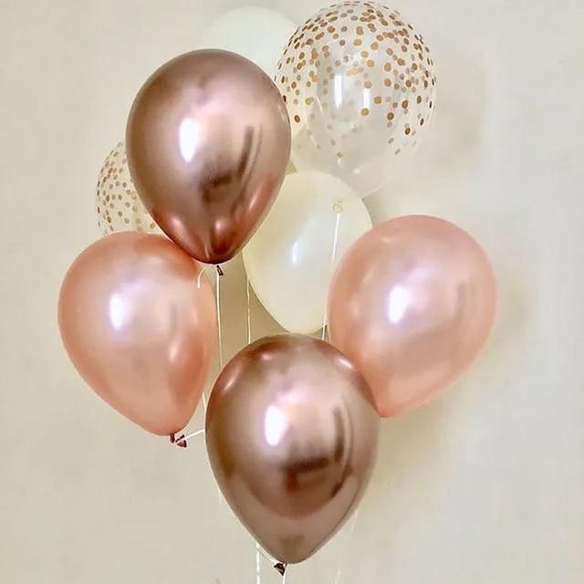 15 sztuk różowe złoto balony lateksowe z kropkami - dekoracje na Baby Shower, ślub, urodziny, walentynki - Wianko - 1