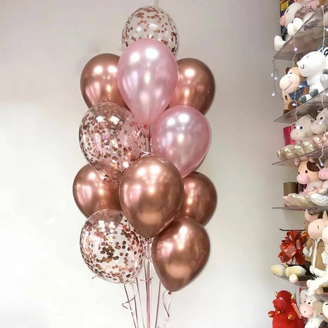 15 sztuk różowe złoto balony lateksowe z kropkami - dekoracje na Baby Shower, ślub, urodziny, walentynki - Wianko - 5