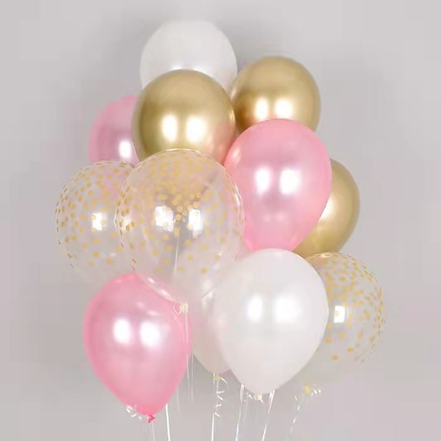 15 sztuk różowe złoto balony lateksowe z kropkami - dekoracje na Baby Shower, ślub, urodziny, walentynki - Wianko - 2