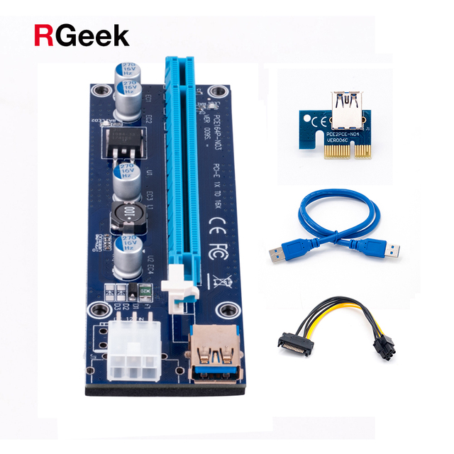 Adapter rozszerzenia PCIE Riser Ver 009S USB 3.0 zasilany przez SATA 15 Pin do 6 Pin karty PCI Express x16/x8/x4/x1 - Wianko - 1