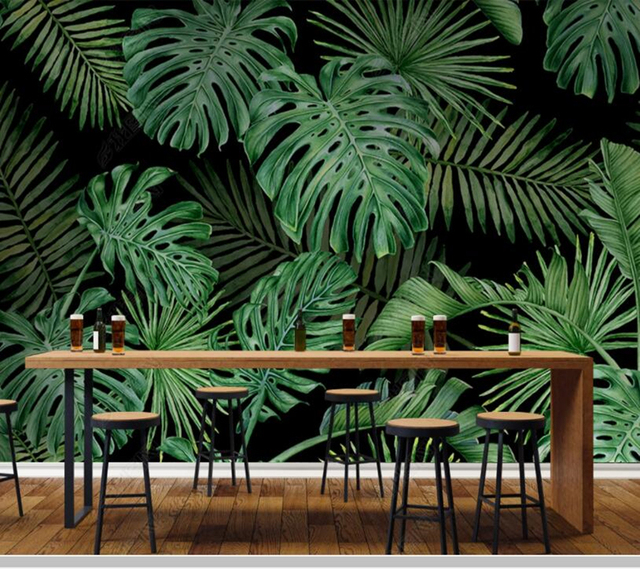 Tropikalny las - liście roślin tapeta z naturalnym krajobrazem (TV, salon, sypialnia) - Wianko - 2