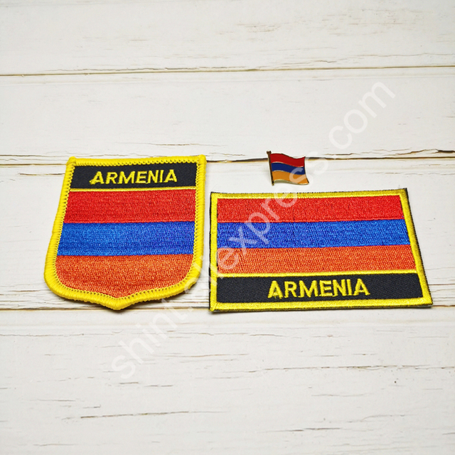 Haftowany narodowy patch i przypinka w kształcie tarczy z Armenią - zestaw akcesoriów odzieżowych - Wianko - 2