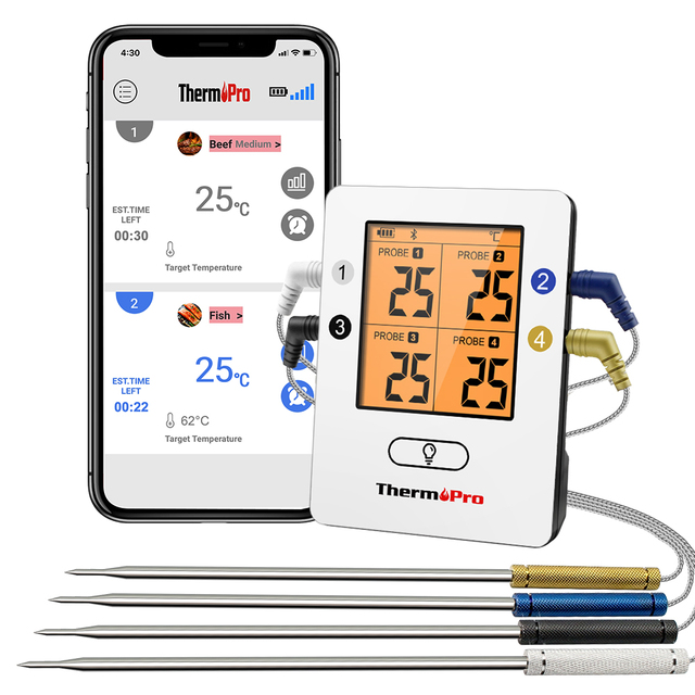 Bezprzewodowy termometr do gotowania mięsa ThermoPro TP25 150M, z 4 sondami i inteligentnym Bluetooth do grillowania i pieczenia - Wianko - 2