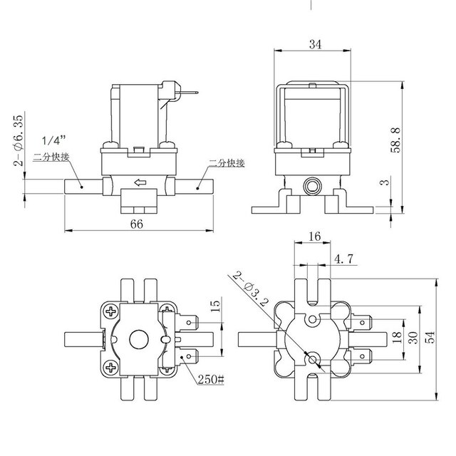 Elektromagnetyczny zawór bezciśnieniowy dozownik wody 1/4 z szybkozłączką 6.35 mm - kuchnia i toaleta - Wianko - 5