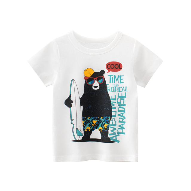 Koszulka dla dzieci wiosna/lato, krótki rękaw, nadruk kreskówki zwierząt, czysta bawełna, chłopiec/dziewczynka, niemowlę, dziecięca odzież - Wianko - 5