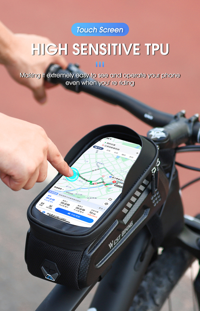 Torba rowerowa przednia West Biking EVA - wodoodporna, czuły na dotyk ekran, na telefon - MTB i szosowa - Wianko - 4