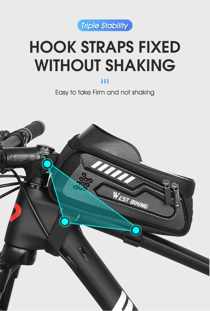Torba rowerowa przednia West Biking EVA - wodoodporna, czuły na dotyk ekran, na telefon - MTB i szosowa - Wianko - 6