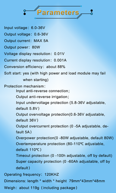 Regulator stabilizator napięcia 80W 5A Buck Boost Converter cyfrowy zmienny DC 0.6-36V CC CV zasilacz laboratoryjny regulowany ładowarka słoneczna - Wianko - 2