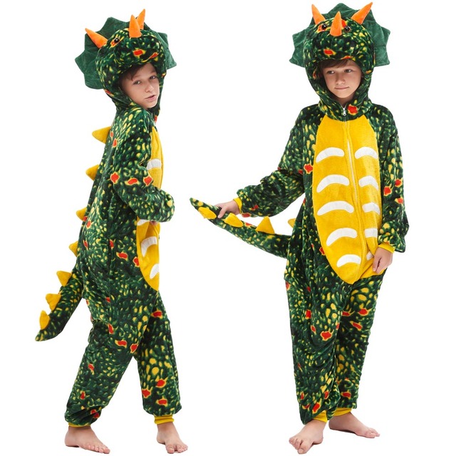 Dinozaur Kigurumi piżama flanelowa dla dzieci - śpioszki jednoczęściowe chłopcy dziewczęta - Wianko - 6