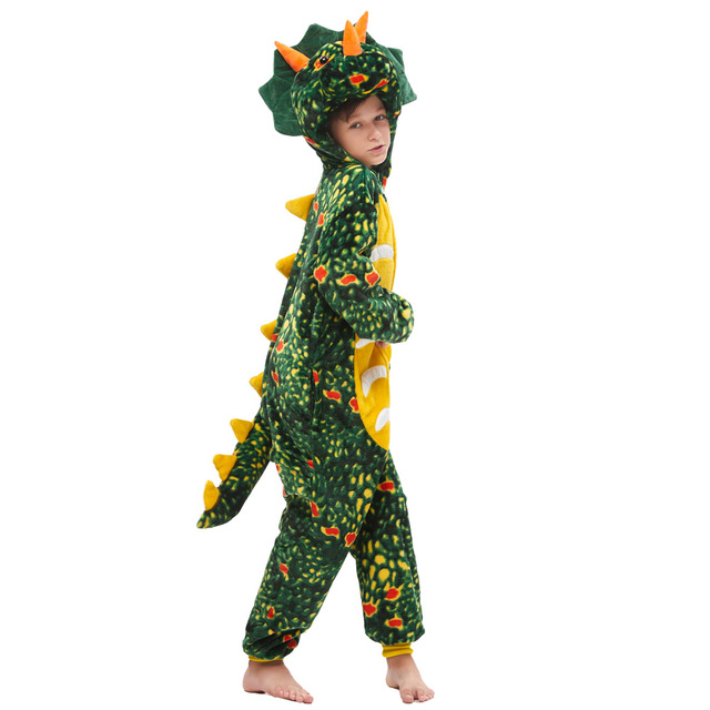 Dinozaur Kigurumi piżama flanelowa dla dzieci - śpioszki jednoczęściowe chłopcy dziewczęta - Wianko - 10