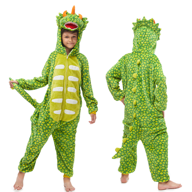 Dinozaur Kigurumi piżama flanelowa dla dzieci - śpioszki jednoczęściowe chłopcy dziewczęta - Wianko - 14