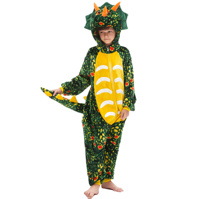 Dinozaur Kigurumi piżama flanelowa dla dzieci - śpioszki jednoczęściowe chłopcy dziewczęta - Wianko - 9