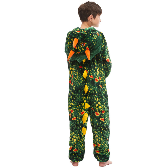 Dinozaur Kigurumi piżama flanelowa dla dzieci - śpioszki jednoczęściowe chłopcy dziewczęta - Wianko - 8