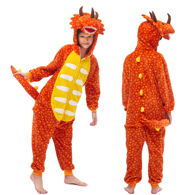 Dinozaur Kigurumi piżama flanelowa dla dzieci - śpioszki jednoczęściowe chłopcy dziewczęta - Wianko - 13