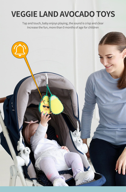 Kolorowa grzechotka pluszowego awokado z wieszakiem do wózka - zabawka edukacyjna dla dziecka - Wianko - 3