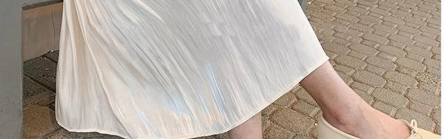 Plisowana spódnica ciążowa w stylu luźnym z satynowego jedwabiu midi - Wianko - 25