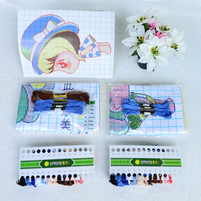 Zestaw do krzyżykowego szycia - Cute Cartoon - walentynkowa para poduszek - kreatywny prezent dla dziewczyny - 40x40 cm - Wianko - 10