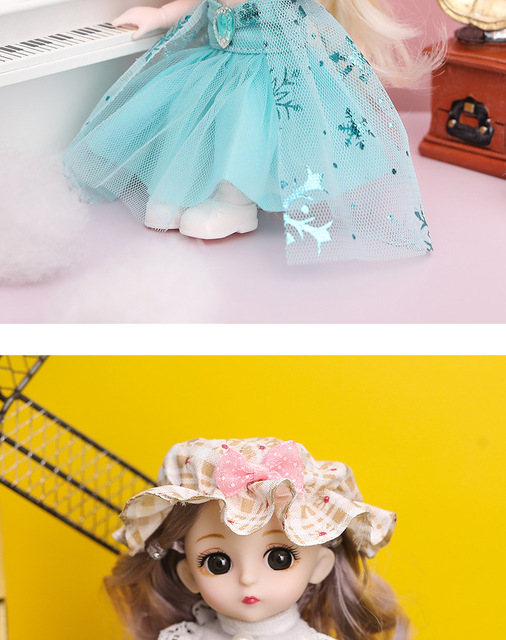 Nowa lalka dziewczynka 16 cm BJD Mini 13 ruchomych stawów z pięknymi ubraniami - prezent dla modne lalki 1/12 - Wianko - 11