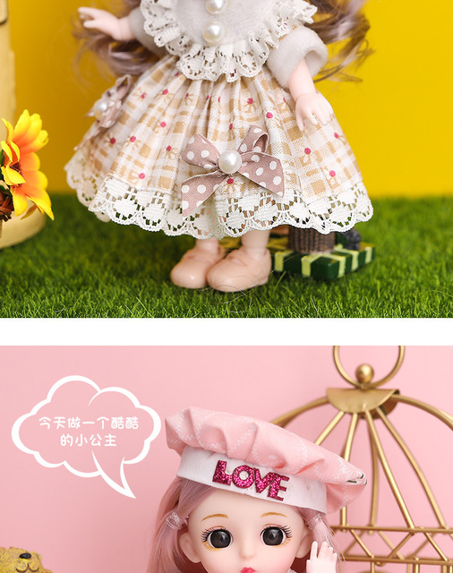 Nowa lalka dziewczynka 16 cm BJD Mini 13 ruchomych stawów z pięknymi ubraniami - prezent dla modne lalki 1/12 - Wianko - 12