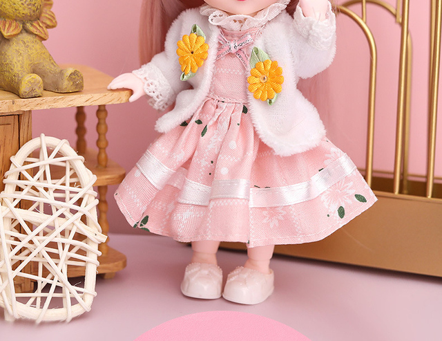 Nowa lalka dziewczynka 16 cm BJD Mini 13 ruchomych stawów z pięknymi ubraniami - prezent dla modne lalki 1/12 - Wianko - 13