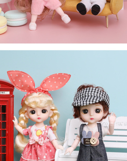 Nowa lalka dziewczynka 16 cm BJD Mini 13 ruchomych stawów z pięknymi ubraniami - prezent dla modne lalki 1/12 - Wianko - 6