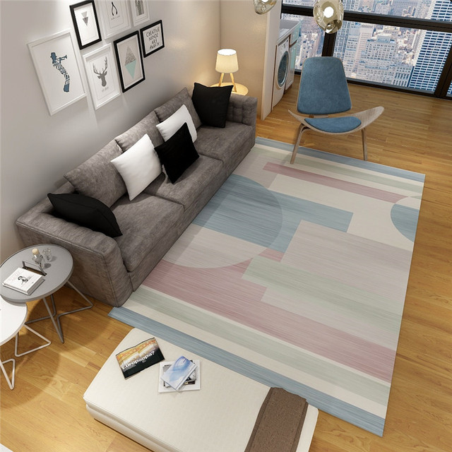 Geometryczne wykładziny i dywany w stylu skandynawskim do nowoczesnego salonu i sypialni - dekoracja pokoju - Wianko - 5