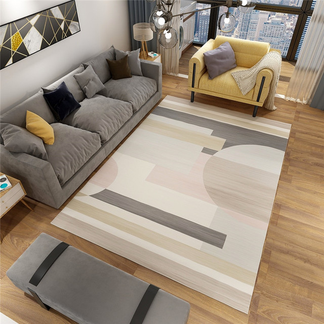 Geometryczne wykładziny i dywany w stylu skandynawskim do nowoczesnego salonu i sypialni - dekoracja pokoju - Wianko - 7