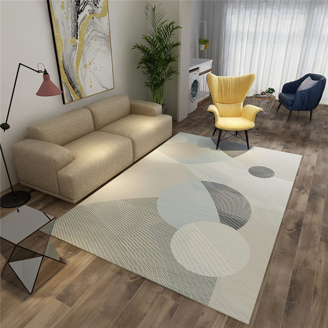 Geometryczne wykładziny i dywany w stylu skandynawskim do nowoczesnego salonu i sypialni - dekoracja pokoju - Wianko - 4