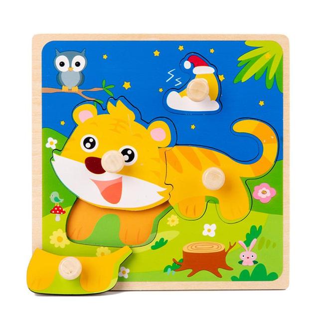 Drewniane puzzle edukacyjne dla dzieci - Pojazdy i zwierzęta w stylu cartoon (24 elementy) - Wianko - 21