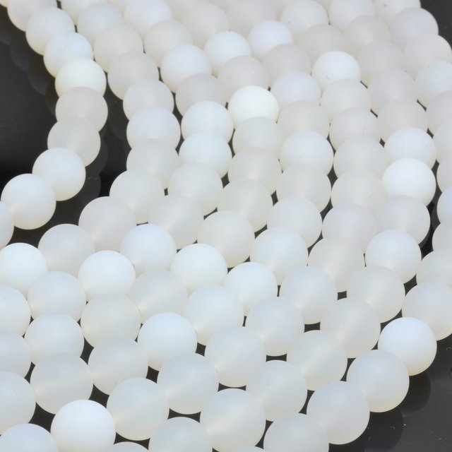 Koraliki z naturalnego białego matowego agatu - luźne kamienie półszlachetne na bransoletkę i naszyjnik DIY - Wianko - 3