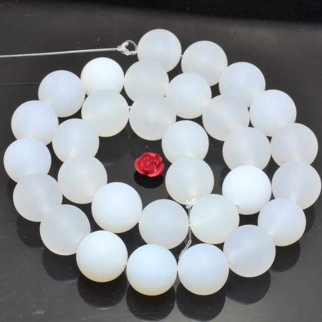 Koraliki z naturalnego białego matowego agatu - luźne kamienie półszlachetne na bransoletkę i naszyjnik DIY - Wianko - 4