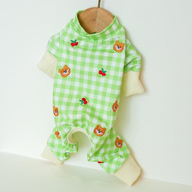 Piżama Teddy Bichon dla psa - wygodna odzież domowa w kratę wiśnia - Wianko - 19